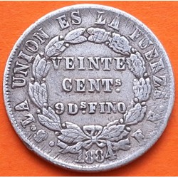 BOLIVIA 20 CENTAVOS 1884 FE Ceca de POTOSI KM.159.2 MONEDA DE PLATA MBC- silver coin R/2