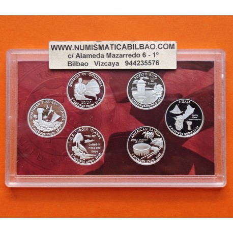 . 6 monedas x ESTADOS UNIDOS 25 CENTAVOS 2009 S TERRITORIOS DE ULTRAMAR PLATA PROOF US MINT SET NO BOZ NO COA