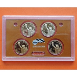 . 4 monedas PROOF x ESTADOS UNIDOS 1 DOLAR 2008 S PRESIDENTES MONROE + QUINCY ADAMS + JACKSON + VAN BUREN Us Mint SET