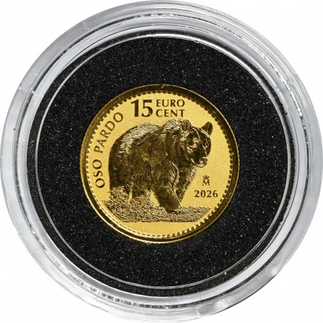 . @0CONSULTAR PRECIO DEL DÍA@ ESPAÑA 15 EURO CENT 2026 OSO PARDO 3,11 gramos ORO PURO 999,9 MONEDA 1/10 ONZA FNMT