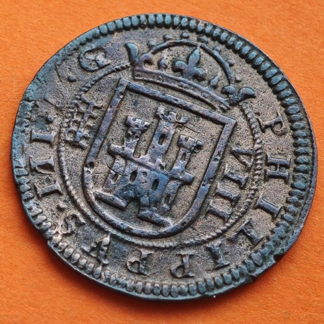 ESPAÑA Rey FELIPE III 8 MARAVEDIES 1606 Ceca de SEGOVIA KM.9.5 MONEDA DE COBRE @ESCASA@ 8 Maravedis 1606