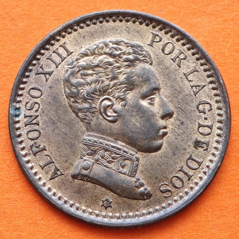 ESPAÑA Rey ALFONSO XIII 2 CENTIMOS 1905 * 05 SMV REY y ESCUDO KM.722 MONEDA DE COBRE SC- Spain R/2