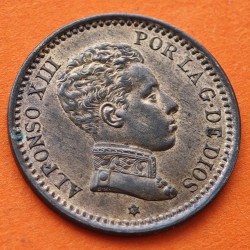 ESPAÑA Rey ALFONSO XIII 2 CENTIMOS 1905 * 05 SMV REY y ESCUDO KM.722 MONEDA DE COBRE SC- Spain R/2