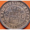 ESPAÑA Rey ALFONSO XIII 2 CENTIMOS 1905 * 05 SMV REY y ESCUDO KM.722 MONEDA DE COBRE SC- Spain R/2
