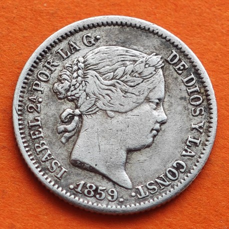 ESPAÑA Reina ISABEL II 1 REAL 1859 Ceca de MADRID KM.606.6 MONEDA DE PLATA MBC- Spain silver coin R/2