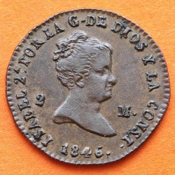 ESPAÑA REINA ISABEL II 2 MARAVEDIES 1846 Ceca de SEGOVIA KM.532 MONEDA DE COBRE @ESCASA@ Spain 2 Maravedis