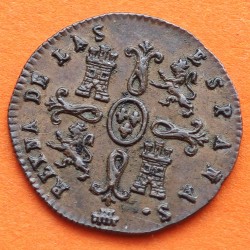 ESPAÑA REINA ISABEL II 2 MARAVEDIES 1846 Ceca de SEGOVIA KM.532 MONEDA DE COBRE @ESCASA@ Spain 2 Maravedis