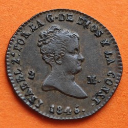 ESPAÑA REINA ISABEL II 2 MARAVEDIES 1846 Ceca de SEGOVIA KM.532 MONEDA DE COBRE @ESCASA@ Spain 2 Maravedis