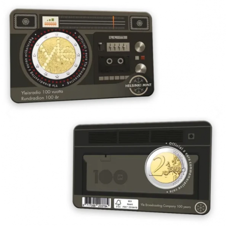 . @01 / JUNIO Envío - COINCARD FINLANDÉS@ FINLANDIA 2 EUROS 2026 RADIO YLEIS 1ª MONEDA CONMEMORATIVA SC