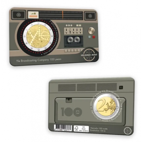 . @01 / JUNIO Envío - COINCARD INGLÉS@ FINLANDIA 2 EUROS 2026 RADIO YLEIS 1ª MONEDA CONMEMORATIVA SC