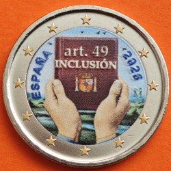 . @0ENVÍO HOY@ COLOR Nº 3 - ESPAÑA 2 EUROS 2026 INCLUSIÓN - ARTÍCULO 49 cápsula MONEDA CONMEMORATIVA