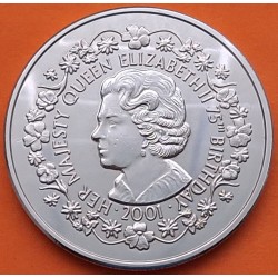 ISLAS MALVINAS - FALKLAND 50 PENIQUES 2001 REINA ISABEL II JOVEN  75 ANIVER. KM.71 MONEDA DE NICKEL SC- 50 Pence
