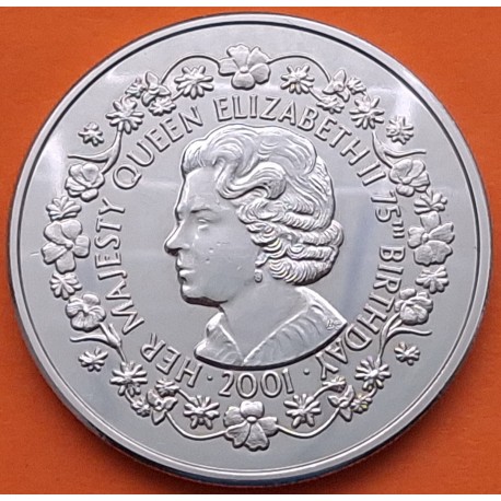 ISLAS MALVINAS - FALKLAND 50 PENIQUES 2001 REINA ISABEL II JOVEN 75 ANIVER. KM.71 MONEDA DE NICKEL SC- 50 Pence