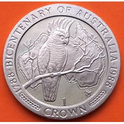 ISLA DE MAN 1 CORONA 1988 1788 CACATUA Bicentenary of Australia KM.222 MONEDA DE NICKEL SC-