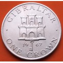 GIBRALTAR 1 CORONA 1967 CASTILLO y LLAVE SIMBOLO DEL PEÑON KM.4 MONEDA DE NICKEL SC + Imperfecciones 1 Crown