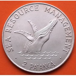 TONGA 2 PAANGA 1980 BALLENA REY TUPOU IV AÑO DE LA FAO KM.63 MONEDA DE NICKEL SC- 2 PA'ANGA 44mm