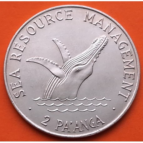 TONGA 2 PAANGA 1980 BALLENA REY TUPOU IV AÑO DE LA FAO KM.63 MONEDA DE NICKEL SC- 2 PA'ANGA 44mm