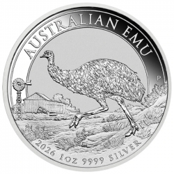 . @03 de JUNIO ENVÍO@ AUSTRALIA 1 DOLAR 2026 AUSTRALIAN EMU MONEDA DE PLATA PURA 9999 OZ ONZA