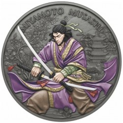 . @03 de JUNIO ENVÍO - 500 uds@ ESTADOS UNIDOS 1 ONZA 2026 SAMURAI MIYAMOTO MUSASHI PLATA PURA Oz LEGENDARY WARRIORS
