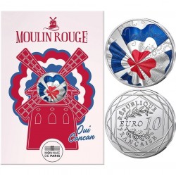 . @03 de JUNIO ENVÍO@ FRANCIA 10 EUROS 2026 MOULIN ROUGE @COLORES@ MONEDA DE PLATA SC Blister