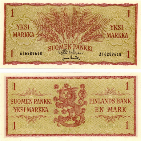 FINLANDIA 1 MARKKAA 1963 ESPIGAS DE CEREAL Pick 98.A (41) BILLETE SC Finnland UNC BANKNOTE