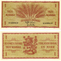 FINLANDIA 1 MARKKAA 1963 ESPIGAS DE CEREAL Pick 98.A (41) BILLETE SC Finnland UNC BANKNOTE