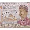INDOCHINA 1 PIASTRA 1946 DAMA y AGRICULTOR Pick 54C BILLETE MBC + DOBLEZ French Banque De L'Indochine 1 Piastre BANKNOTE Laos