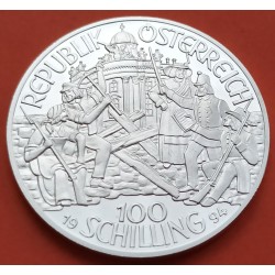 AUSTRIA 100 SCHILLINGS 1994 ERZHERZOG JOHANN y SOLDADOS KM.3020 MONEDA DE PLATA PROOF Osterreich silver coin