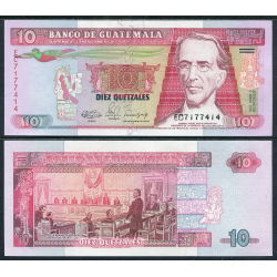 GUATEMALA 10 QUETZALES 1990 GENERAL MIGUEL GARCIA GRANADOS Pick 75.B BILLETE SC UNC BANKNOTE