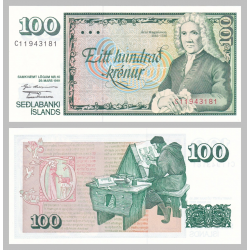 ISLANDIA 100 KRONUR 1981 ARNI MAGNUSSON y ESCRIBANO Pick 50.A BILLETE SC Iceland UNC BANKNOTE