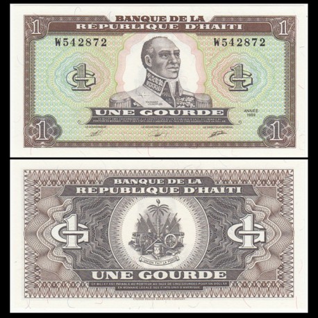 HAITI 1 GOURDE 1989 GENERAL TOSSANT LOUVERTURE Pick 253 BILLETE SC UNC BANKNOTE Une Gourde