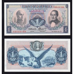 COLOMBIA 1 PESO 1973 SIMON BOLIVAR Pick 404E BILLETE SC UNC BANKNOTE 1 PESO DE ORO 7 AGOSTO 1973