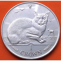 ISLA DE MAN 1 CORONA 1996 GATO BIRMANO Cats of the World KM.621 MONEDA DE NICKEL SC- Isle Of Man