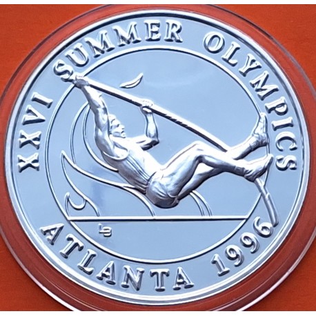 . 1 ONZA de PLATA PURA x TURKS & CAICOS 20 CORONAS 1995 SALTO PERTIGA KM.197 MONEDA PROOF 20 Crowns silver