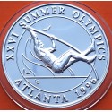 . 1 ONZA de PLATA PURA x TURKS & CAICOS 20 CORONAS 1995 SALTO PERTIGA KM.197 MONEDA PROOF 20 Crowns silver