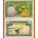 VIETNAM 5 DONG 1955 AVE SAGRADA y AGRICULTOR CON BUEY Régimen Comunista Pick 2 BILLETE SC South Vietnam