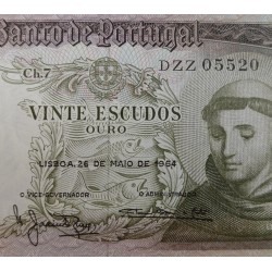 PORTUGAL 20 ESCUDOS 1964 SANTO ANTONIO @VER FIRMAS@ Pick 167.A BILLETE SC UNC BANKNOTE