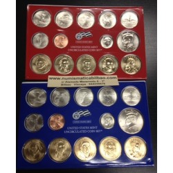 2007 UNITED STATES MINT UNCIRCULATED COIN SET D+P 28 COINS ESTADOS UNIDOS 1+5+10+25 CENTAVOS + 1/2 DOLAR + 1 DOLAR PRESIDENTES