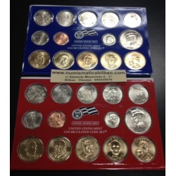 2008 UNITED STATES MINT UNCIRCULATED COIN SET D+P ESTADOS UNIDOS 1+5+10+25 CENTAVOS + 1/2 + 1 DOLAR 2008 INDIA y PRESIDENTES