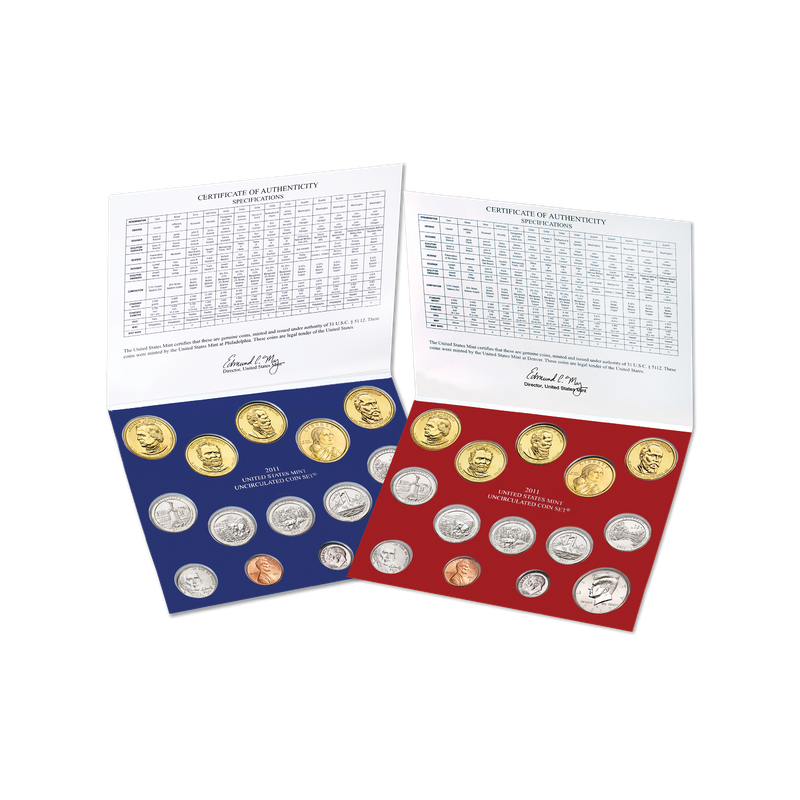 2011 UNITED STATES MINT UNCIRCULATED COIN SET D+P ESTADOS UNIDOS 1+5+10+25 CENTAVOS + 1/2 + 1 DOLAR 2011 INDIA y PRESIDENTES