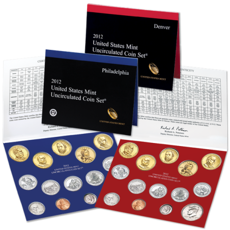 2012 UNITED STATES MINT UNCIRCULATED COIN SET D+P ESTADOS UNIDOS 1+5+10+25 CENTAVOS + 1/2 + 1 DOLAR 2012 INDIA y PRESIDENTES