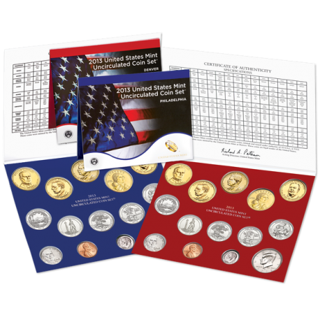 2013 UNITED STATES MINT UNCIRCULATED COIN SET D+P ESTADOS UNIDOS 1+5+10+25 CENTAVOS + 1/2 + 1 DOLAR 2013 INDIA y PRESIDENTES