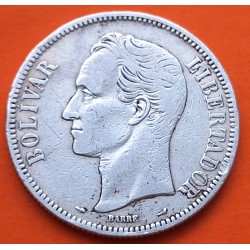@ESCASA@ VENEZUELA 5 BOLIVARES 1910 LIBERTADOR SIMON BOLIVAR KM.24.2 MONEDA DE PLATA MBC- silver coin