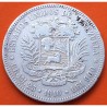 @ESCASA@ VENEZUELA 5 BOLIVARES 1910 LIBERTADOR SIMON BOLIVAR KM.24.2 MONEDA DE PLATA MBC- silver coin