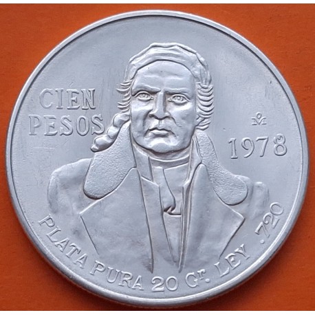 MEXICO 100 PESOS 1978 JOSE MORELOS KM.483.2 MONEDA DE PLATA EBC- México silver 0,46 ONZAS R/4