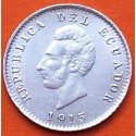 @ESCASA@ ECUADOR 1/2 DÉCIMO DE SUCRE 1915 JOSE DE SUCRE Ceca de BIRMMINGHAM KM.55.2 MONEDA DE PLATA MBC+ silver coin