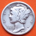 ESTADOS UNIDOS 10 CENTAVOS DIME 1927 P MERCURY KM.140 MONEDA DE PLATA MBC- USA silver coin
