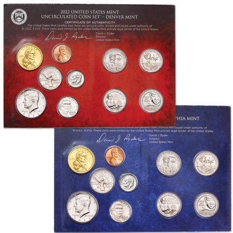 2022 UNITED STATES MINT UNCIRCULATED COIN SET D+P 25 Centavos AMERICAN WOMEN QUARTERS Estados Unidos 1 Centavo / 1 DOLAR 2022
