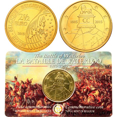 . @COINCARD@ BELGICA 2,50 EUROS 2015 BATALLA DE WATERLOO EN 1815 MONEDA DE LATON SC