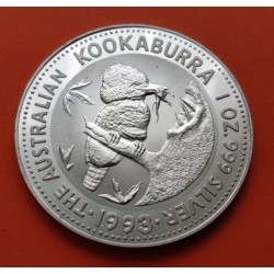 AUSTRALIA 1 DOLAR 1993 KOOKABURRA MONEDA DE PLATA PURA SC $1 Dollar Coin ONZA OZ OUNCE